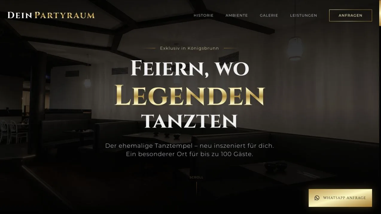 Live-Vorschau der Website Dein Partyraum