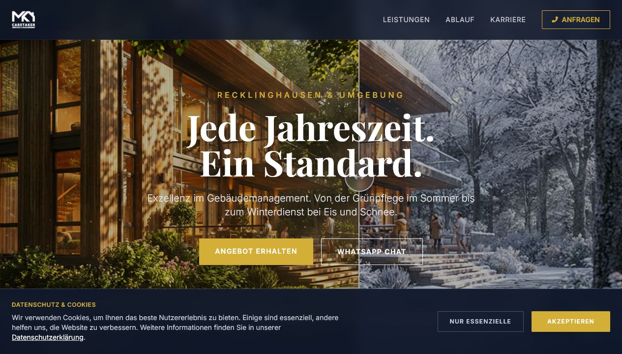 Live-Vorschau der Website MK Caretaker