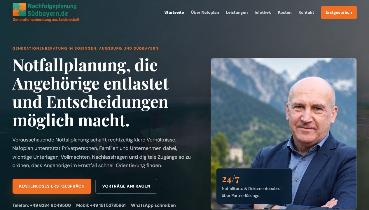 Live-Vorschau der Website Nafoplan