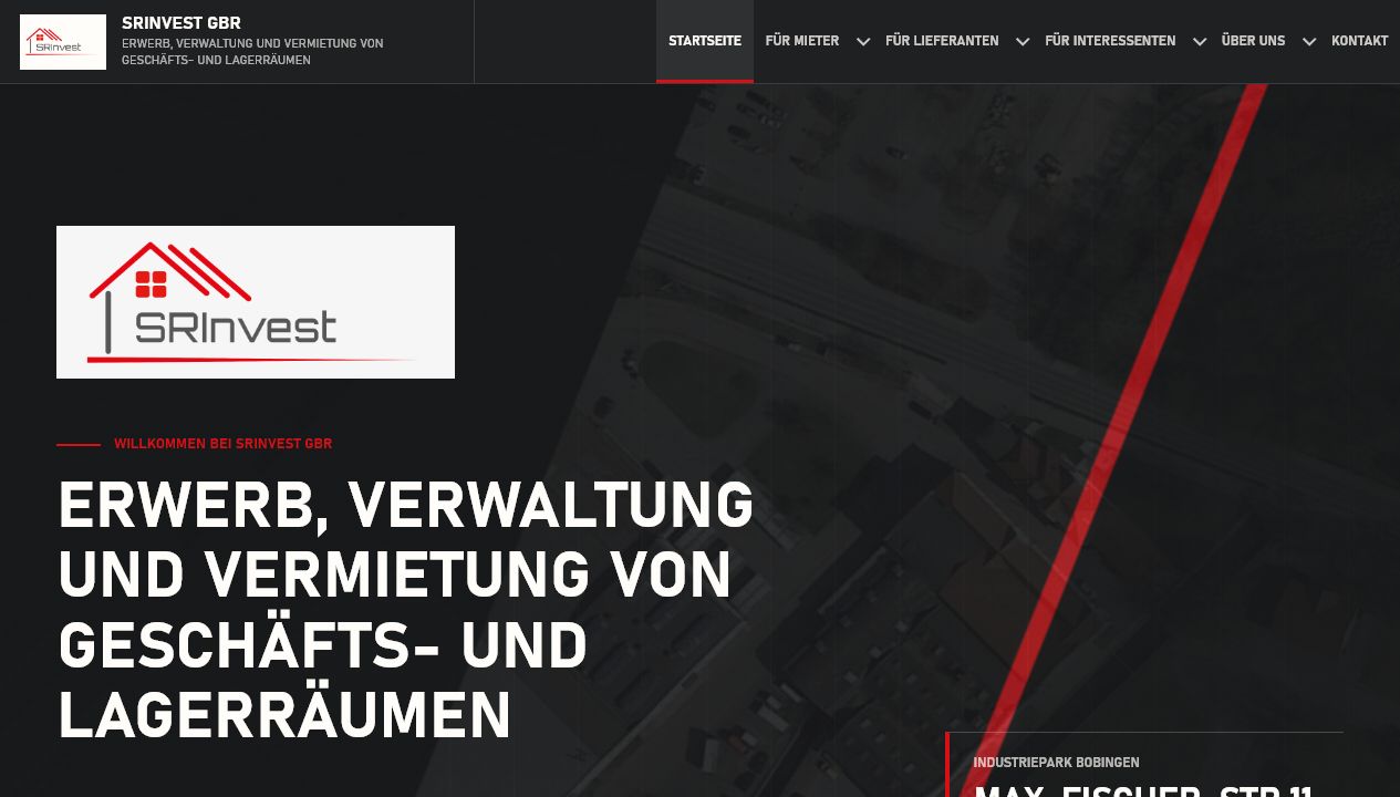 Live-Vorschau der Website SRInvest